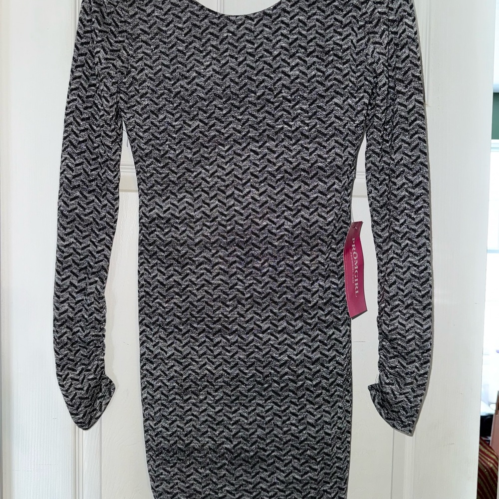Speechless Black and Gray Long Sleeve Dress